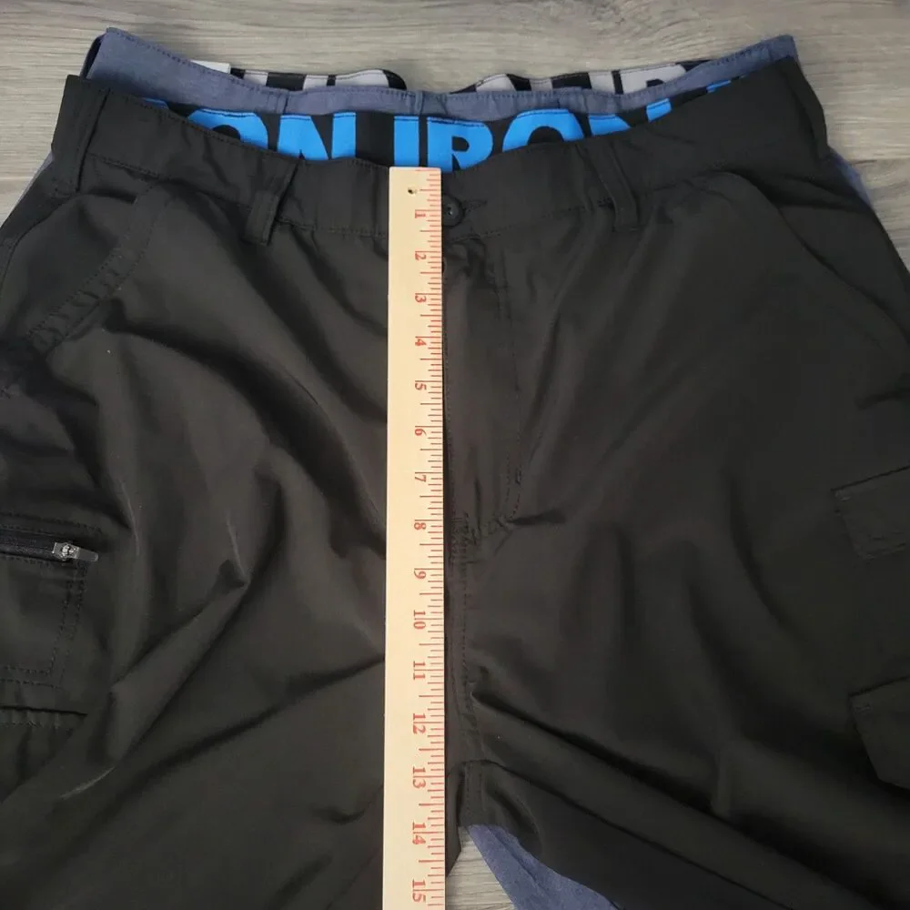 Iron Co Mens Set of 2 Cargo Shorts Utility Pockets Outdoor Casual Black Blue 36